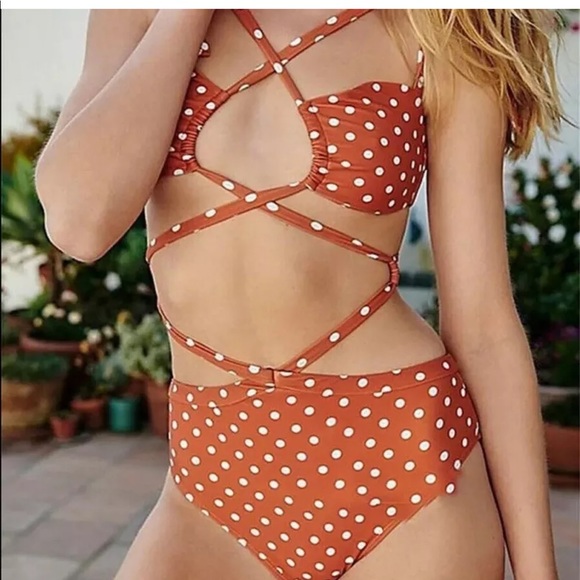 Brand new!For love&lemons orange 🍊 dots swim suit - Picture 3 of 5
